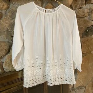 Madewell  NWT Eyelet-Edge Shirred Top White Small